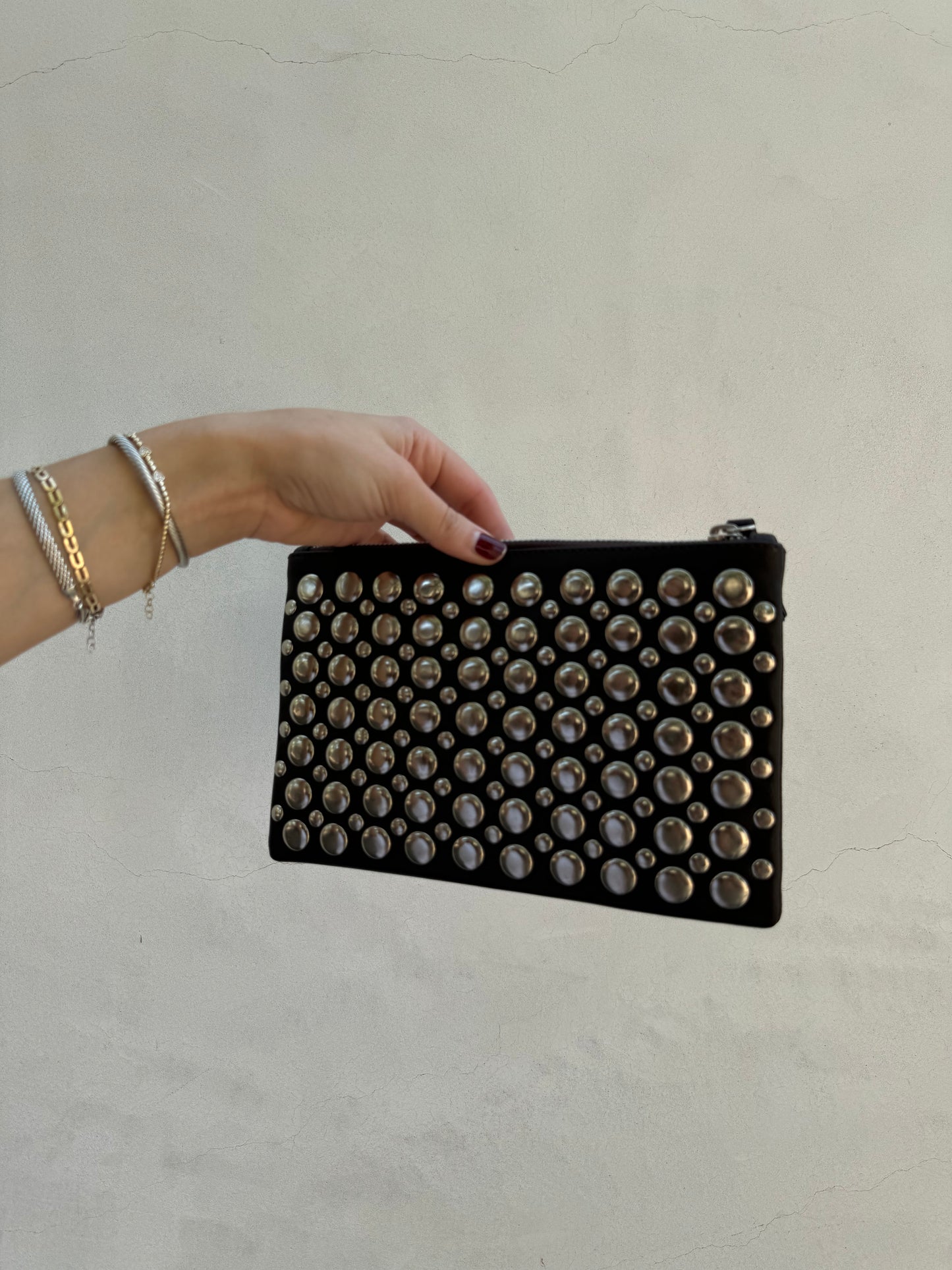 Camerin Studded Leather Clutch