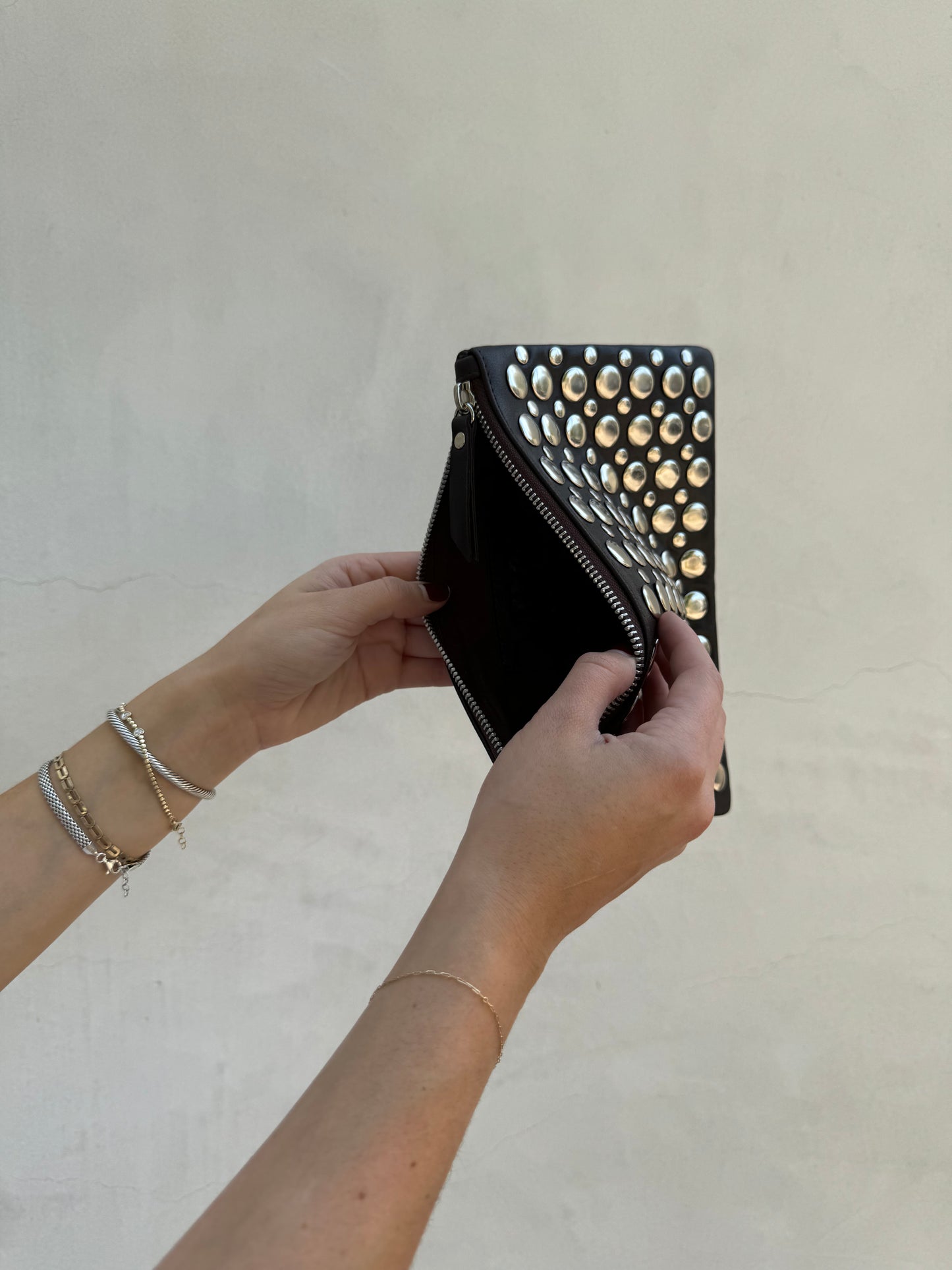 Camerin Studded Leather Clutch