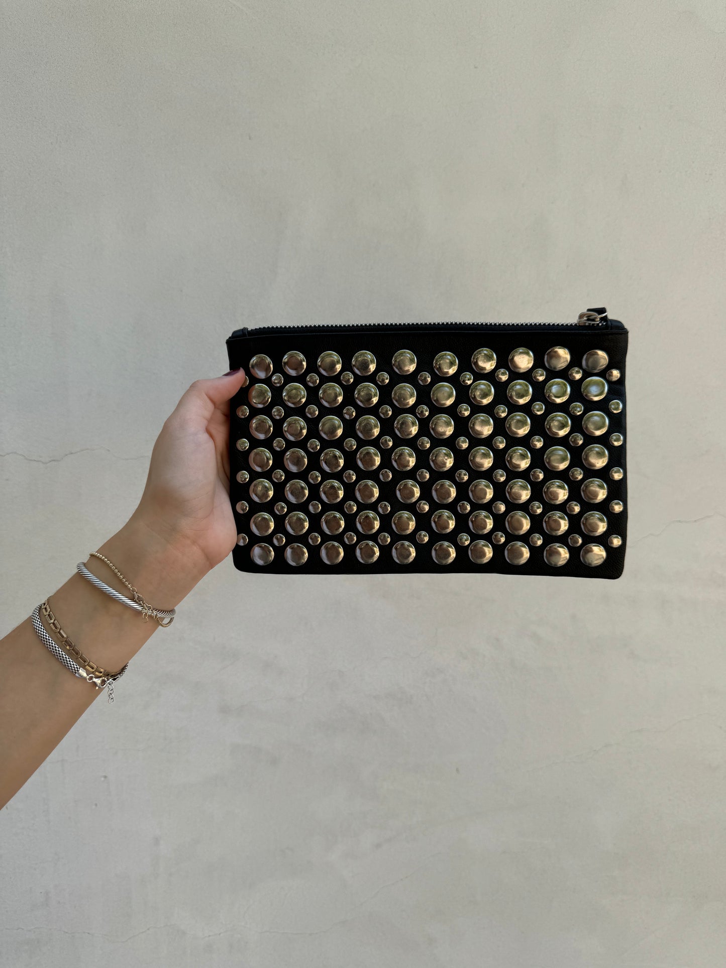 Camerin Studded Leather Clutch