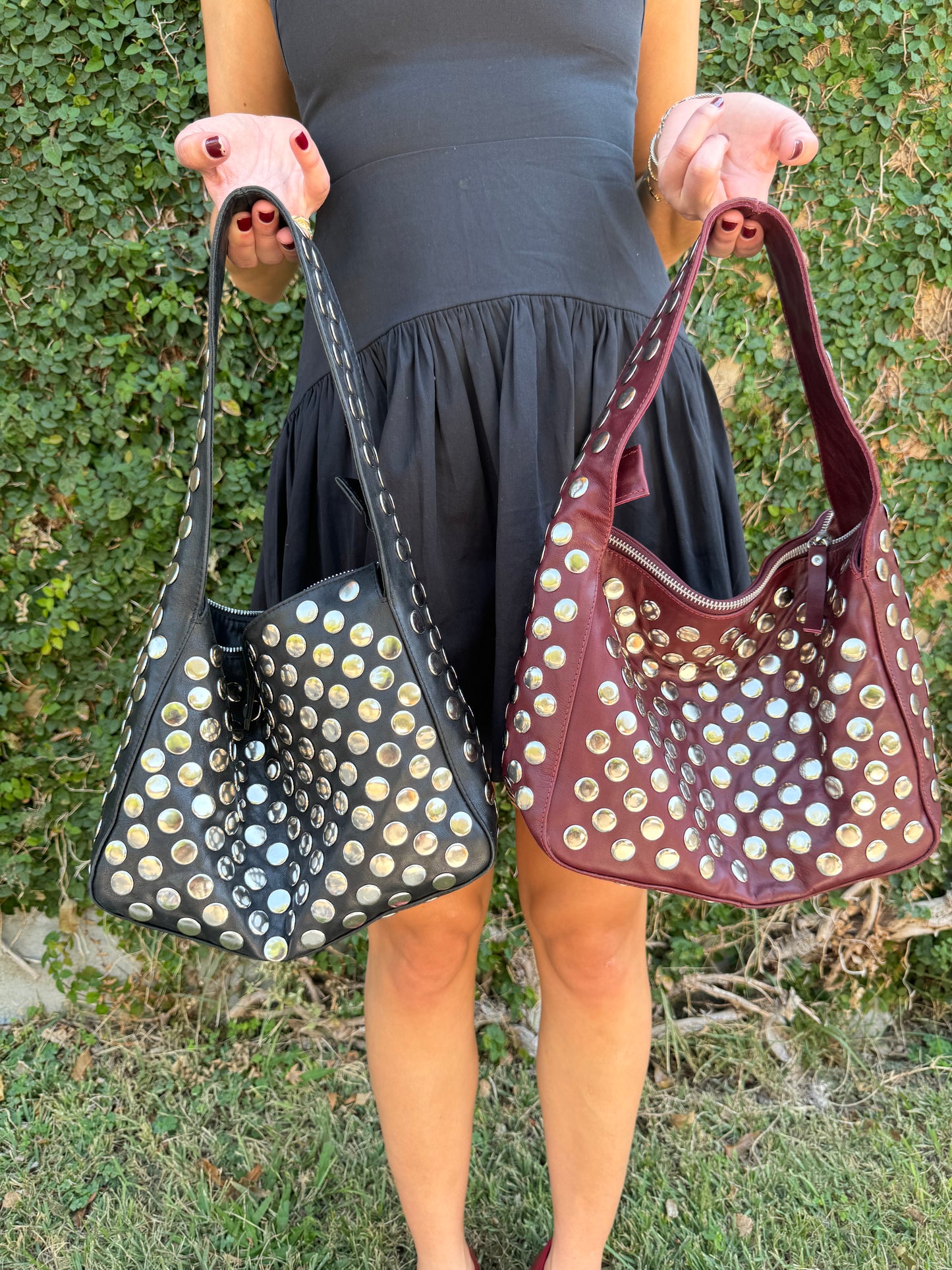 Katie Studded Leather Shoulder Bag