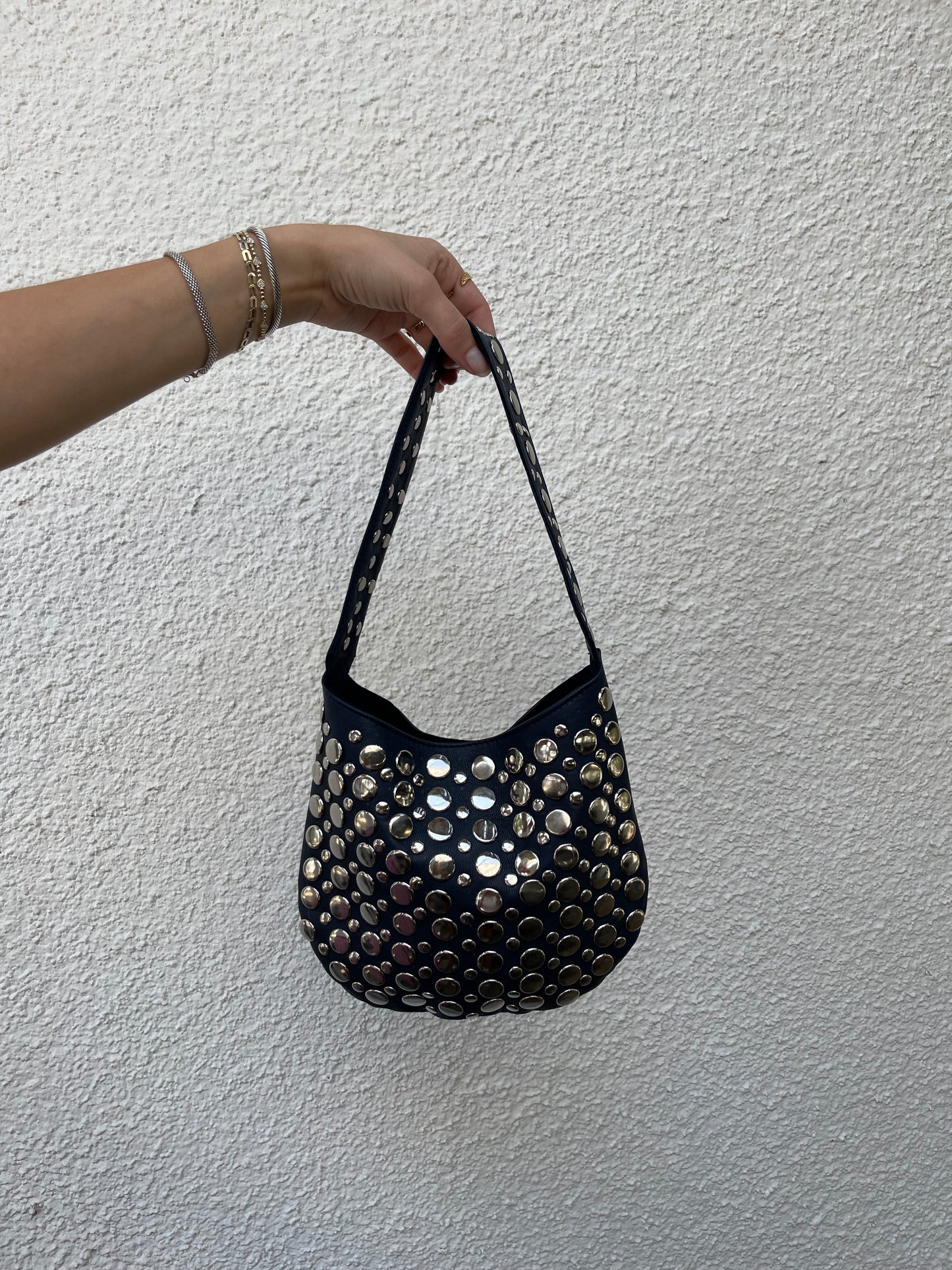 Marisa Studded Leather Shoulder Bag